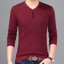 Men's Sweaters Autumn Winter Mens V Neck Soft Long Sleeve Pullover Sweater Solid Colour Crew Jumper Knit Top Casual Stretch Underlay Shirt