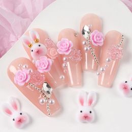 Nail Art Decorations 20 Pcs Rabbits Nails Accessories White Orange Cute Mini Charms 3d Kawaii Resin Ornaments For Manicure Diy