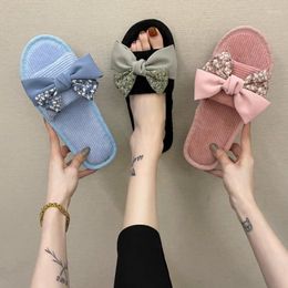 Slippers 2023 Home Cute Bowknot Cotton Ladies Autumn And Winter Comfortable Furry Women Fashion Women's Shoes