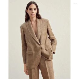 Women's Suits 2023 Autumn And Winter Women Retro Classic Linen Premium Jacket / Vest Casual Pants