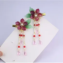 Hair Clips Red Flower Girl Women Bride Clip Headdress