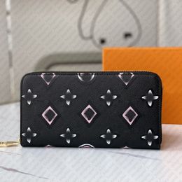 Designer Wallets Designer Women Wallet Bags High Quality Long Wallets Lady Wallet Purses Genuine Leather Coin Purse embossed flower Card Holder Woman's Wallet #Black