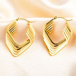 Stud Earrings Stainless Steel Metal Chunky Geometric For Women Personality Minimalist Ear Buckles Never Fade Fashion Jewellery