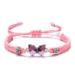 Handmade Woven Rope Butterfly Fashion Adjustable Bracelet Classic Black White Braided Rope Chain Bracelets for Women Men