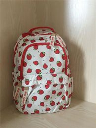 School Bags Kawaii Cute Strawberry Printed Students Schoolbags High-capacity Women All Match Casual Backpack Harajuku Sweet Girl Backpacks