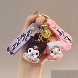 Jewellery Cartoon Kuromi With Doughnut Sil Pendant Key Chain Backpack Ornament Car Ring Gifts Drop Delivery Baby Kids Maternity Accesso Dhqe8