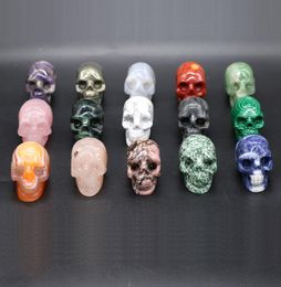 Natural Crystal Rose Quartz Skull Gifts Amethyst Opal Obsidian Healing Stone Home Decoration Crafts Small Ornaments1804922