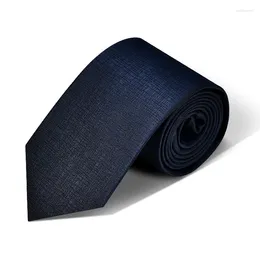 Bow Ties High-quality 8 CM Stripe Silk Dark Blue Tie For Men Brand Business Suit Dresses Necktie Male Wedding Part