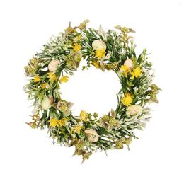 Decorative Flowers Easter Egg Wreath Front Door Window Artificial Flower Wall Hanging 40cm Spring For Party Festival Wedding Farmhouse Decor