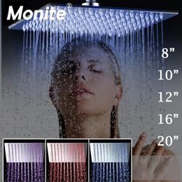 Heads YANKSMART 8/10/12/16/2024 Inch LED Rain Shower Head B8136 Stainless Steel Shower Head Bathroom Ultrathin