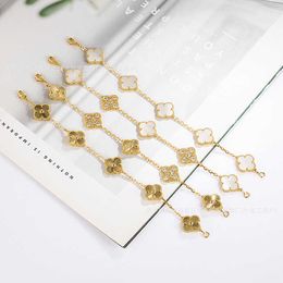 Designer Jewellery Luxury Bracelet Link Chain VCF Kaleidoscope 18k Gold Van Clover Bracelet with Sparkling Crystals and Diamonds Perfect Gift for Women Girls 8RPV