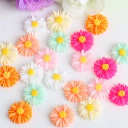 100pcs lot 20mm mix color Chrysanthemum Mixed Color Flat Back Resin Cabochon Scrapbook Rose Flower Fit Phone diy beads for jewelr240p