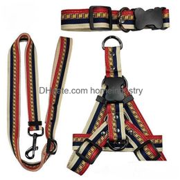 Fashion Og Collars And Leashes Set Designer Harness Leash Seat Belts Classic Letters Pet Collar For Small Medium Large Dogs French Dhqjg