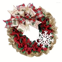 Decorative Flowers Wreath Fall Christmas Front Door Garland Red Car Linen Bow Ribbon Snowflake Dog