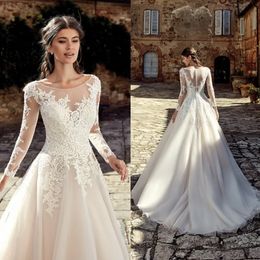 Stunningbride 2024 New Designed Country Boho Wedding Dresses Summer Garden A Line Sheer Scoop Neck Appliques Long Plus Size Covered Buttons Bridal Gowns