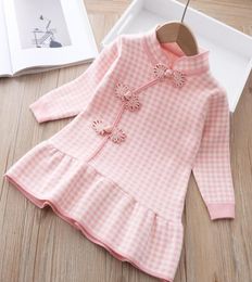 Baby Girl Fashion Sweater Dress Pullover Chinese Style Knitted Princess Dresses for Kids Cute Clothes Winter Sweaters 20211228 H14823092