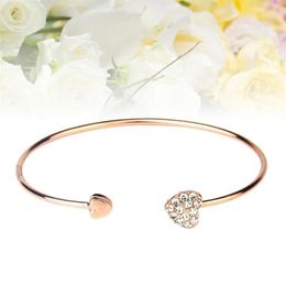 Open Bracelet Newest Two Heart Shape Bracelet Simple Fashion Heart Bangle FemaleRose Gold242o