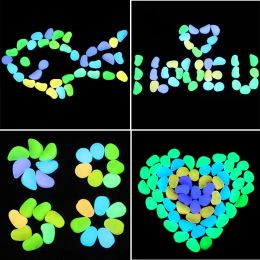 100pcs bag Glow In The Dark Luminous Pebbles Stones For aquarium Wedding Romantic Evening Festive Events Garden Decorations Crafts toys ZZ