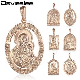 Bracelet Davieslee 585 Rose Gold Colour Pendant Necklace for Women Snail Link Chain Jesus Charm Necklaces Fashion Jewellery Gifts Lgp190