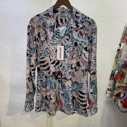 Men's Casual Shirts Summer WACKO MARIA Tiger Totem Skull Full Print Hawaiian Long Sleeved Shirt High Street Loose Streetwear