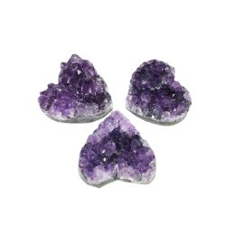 Natural Uruguayan amethyst love gift 3~5cm cluster cave heart shaped raw stone healing amethyst block Reiki mineral specimen ornament LL