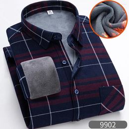 Men's Casual Shirts Mens Fleece Lined Button Lumberjack Shirt Jacket Keep Warm Blouse Plaid Top Winter Men Clothing