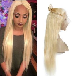 Wigs Brazilian Honey Blonde Full Lace Human Hair Wigs With Baby Hair Cheap Coloured 613# Straight Blonde Lace Front Wigs For Black Women