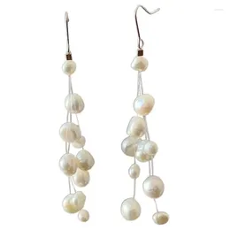 Dangle Earrings Natural Freshwater Baroque Pearl Drop S925 Sterling Silver Multilayer Long Tassels Jewellery For Women Gift SPEZ