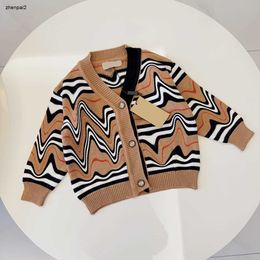 Luxury child cardigan Multi color stripe design baby sweater Size 90-150 designer V-neck Knitted infant Jacket Dec20