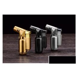 Kitchen Lighters Metal Windproof Butane Gas Lighter Cigar Cigarette Mini Refillable Jet Flame Torch Dabs Dhs Drop Delivery Home Gard Dhfm7