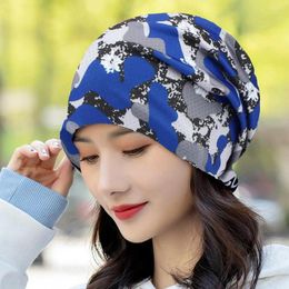 Berets Unisex Hat Soft Silk Cooling Cap Camouflage Print Beanie Anti-slip Quick Dry Women Men Summer Breathable Turban