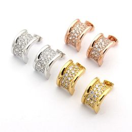 Stainless steel fashion full diamond waist earrings B rose gold starry earrings for woman263r