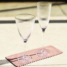 Wine Glasses Gold Wire Vertical Stripe Champagne Cups Crystal Home Drinking Wedding Goblet Creative El Party Drinkware