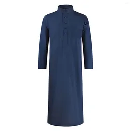 Ethnic Clothing Men Saudi Arabic Thobe Jubba Dishdasha Long Sleeve Robe Ramadan Muslim Dress Middle East Islamic