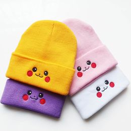 Autumn and Winter Hat Anime Cartoon Cute Smiling Face Knitted Hat Outdoor Pullover Warm Hat Hip Hop Woollen Hat