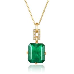 Solid 14K Gold 45cm Necklace Emerald Pierscionki Bizuteria Wedding Pendant Women Emerald Gemstone Pendant Pierscionki Jewellry 231229