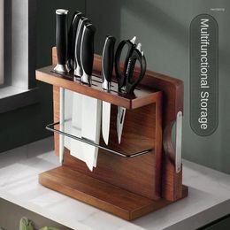 Kitchen Storage Multifunctional Solid Wood Knife Rest Cutting Board Rack Hollow Ventilation Seat