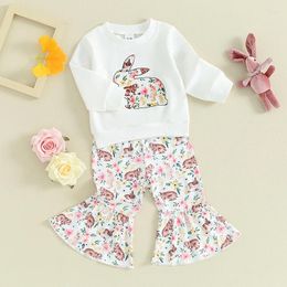Clothing Sets Easter Outfit Baby Girl Crewneck Carrot Print Tshirt Top Flared Pants 2PCS Cute Costumes