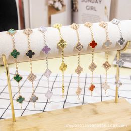 Designer Jewellery Luxury Bracelet Link Chain Vanca Kaleidoscope 18k Gold Van Clover Bracelet with Sparkling Crystals and Diamonds Perfect Gift for Women Girls ALX3