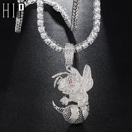 Hip Hop Iced Out Bling Cubic Zircon CZ Bean Necklaces &Pendants For Men Jewelry With Tennis Chain Y1130303l