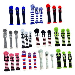 3pcs/set No.1 3 5 UT Golf Knitted Wood Head Cover Knitted Golf Driver Fairway Wood Headcovers Golf Club Protective Sleeve Sock 231229