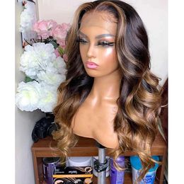 Wigs PAFF Honey Blonde Full Lace Wigs Ombre Lace Front Human Hair Wigs Colored Preplucked Lace Wig Body Wave Highlights Wig