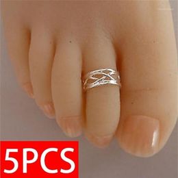 5PCS 925 Silver Foot Ring Fashion Women Elegant Adjustable Antique Toe Ring Foot Beach Jewelry1352r