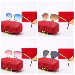 Fashion Designer Sunglasses for Women Beach Large Cat Eye Rimless Gradient Lenses Design Super Vision Spectacle Panther Frame Lightweigh