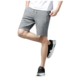 Men's Shorts Cargo Elastic Waist All Match Thin Loose Pockets Outwear Polyester Solid Colour Summer Fitness Beach Sweatpant