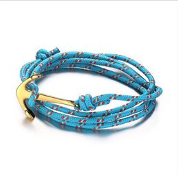 Navy Jewelry Multilayer Braided Anchor Bracelet Blue Nylon Ropes Nautical Men Women Bangles Pulsera Ancla BL-197261U