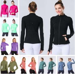 LU-088 2023 Align Yoga Jacket Outfit Women Define Workout Sports Coat Fitness Quick Dry Activewear Lady Top Solid Zip Up Sweatshirt Sportwear Black Red Blue Grey Pink7