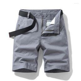 Men's Shorts Summer Fashion Casual Straight Solid Knee Length Pocket All-Match Military Trousers Male Plus Size Daily With Belt