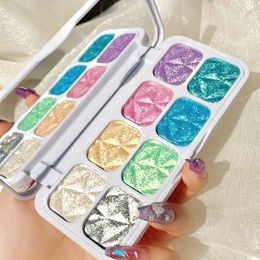 Glistening Highlighter Palette Mermaid Intensely Pigmented Duochrome Eyeshadow Powder Silky Shimmer Glow Face Make Up 231229