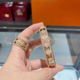 Designer Jewelry Luxury Bracelet VanCa Kaleidoscope 18k Gold Van Clover Bracelet with Sparkling Crystals and Diamonds Perfect Gift for Women Girls BV7O